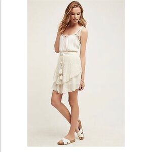 Anthropologie TRYB cream and gold skirt